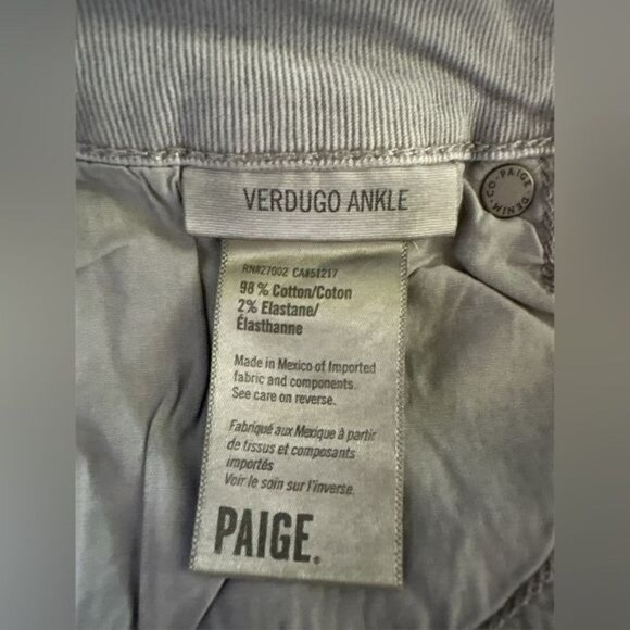 Paige Jeans Womens 26 Green Vintage Faded Gravel Denim Verdugo Mid Rise Ankle - Picture 9 of 12